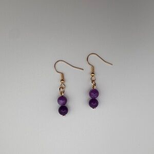 Chic Gold and Purple Beaded Earrings